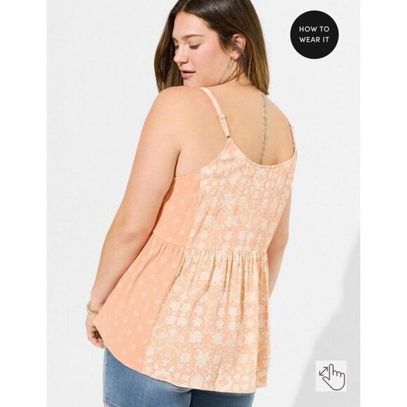 Torrid Size 1 Orange Patterned Tank Top - Picture 2 of 9